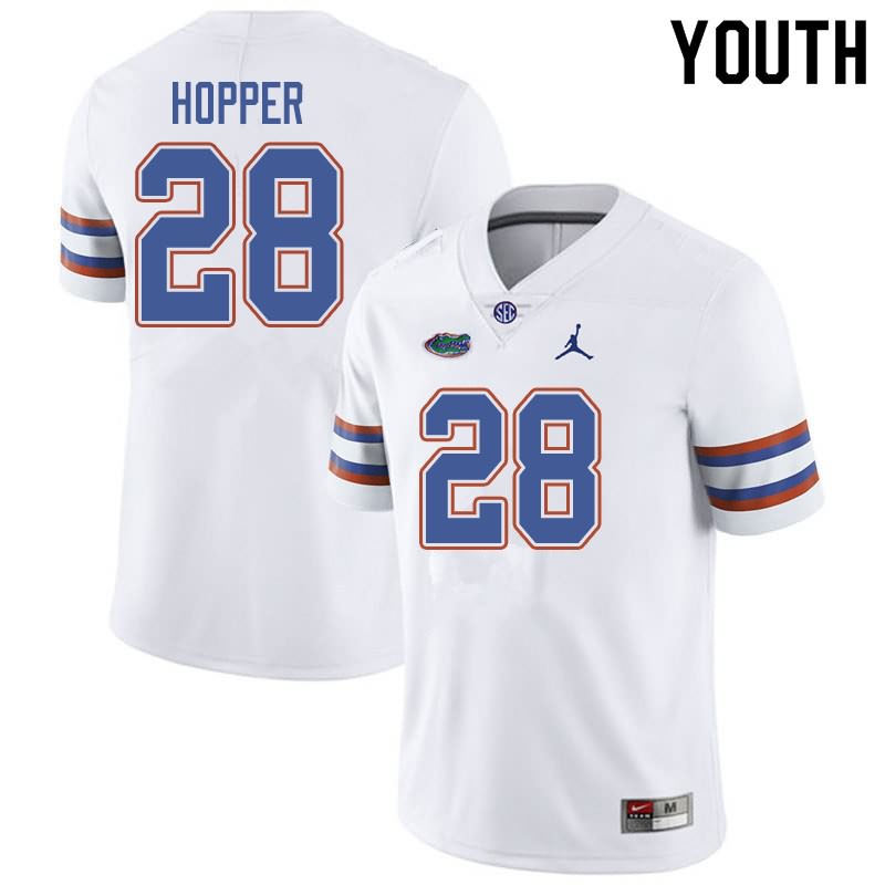 NCAA Florida Gators Ty'Ron Hopper Youth #28 Jordan Brand White Stitched Authentic College Football Jersey ONG3864BH